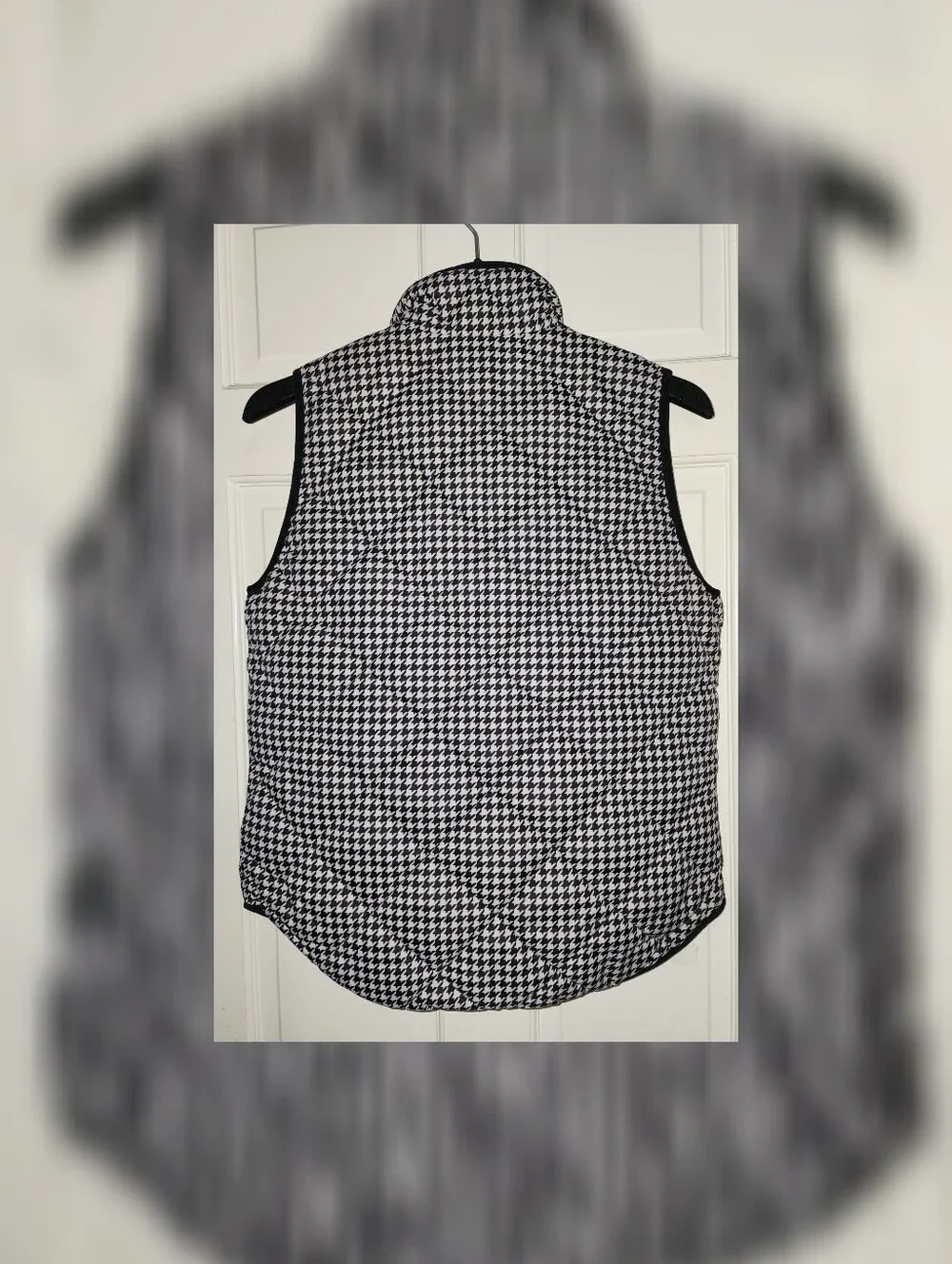 J.Crew Houndstooth Puffer Vest With Snap Pockets S